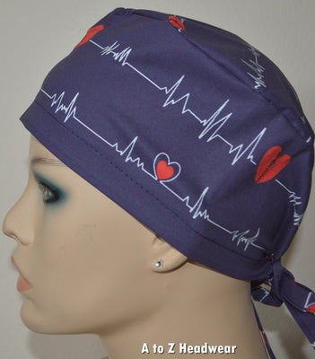 EKG Heartbeat Navy Blue
